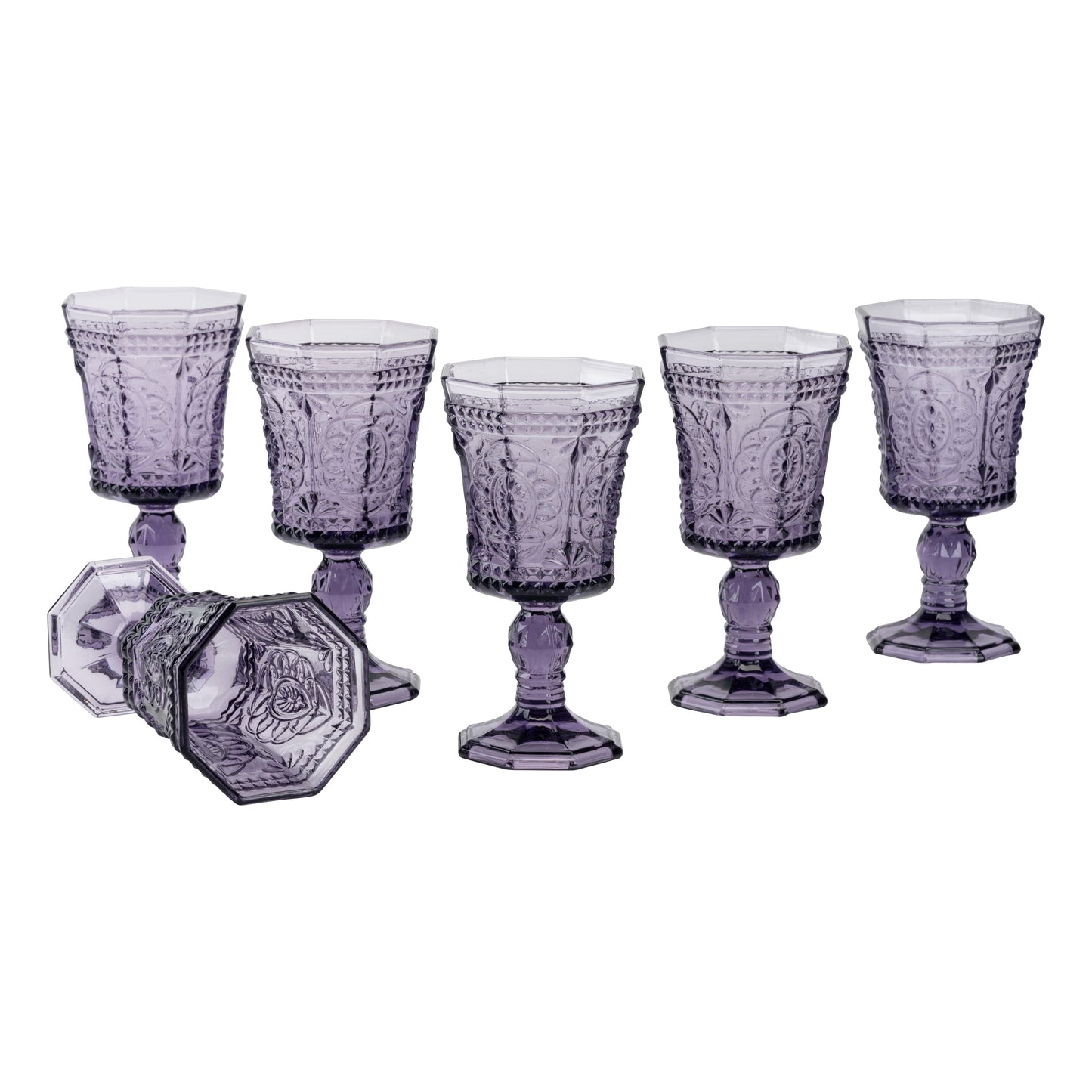10 Strawberry Street Vatican 8 Oz Red Wine Glass, Set of 6, Amethyst Glass