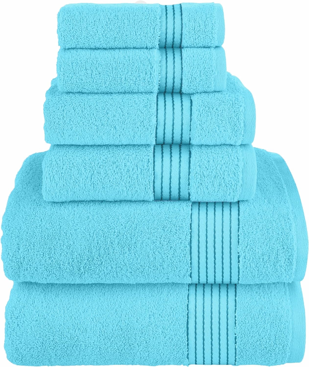 Juego de Toallas de 6 Piezas de Algodón 100% Turco Carde, Toallas de 620 GSM para Baño, Súper Suaves 2 Toallas de Baño 2 Toallas de Mano 2 Paños, Amarillo