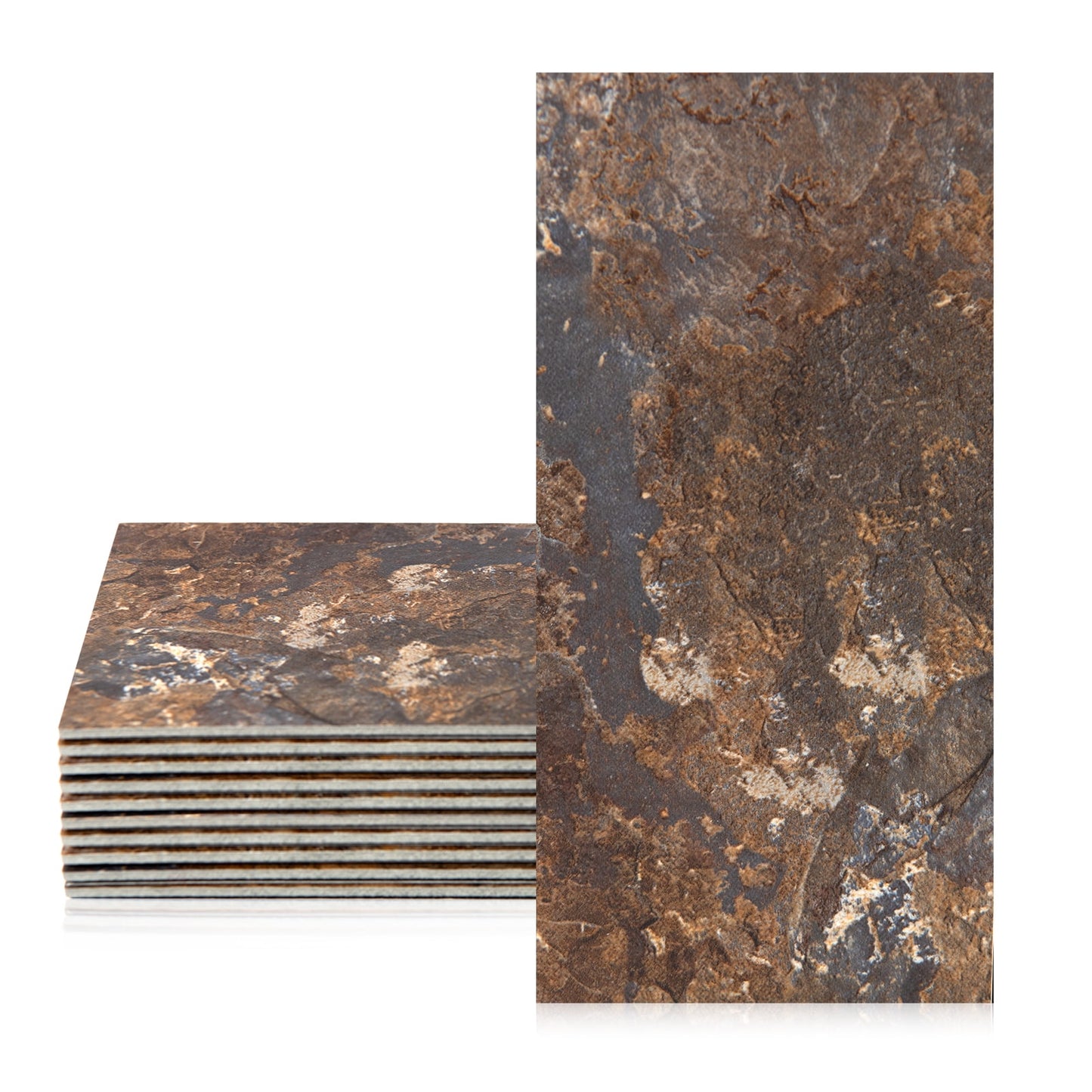 102 PCS 3'' × 6'' Stick on Subway Tile,Backsplash Tile Peel and Stick for Stove Kitchen,Fireplace,Rust Slate