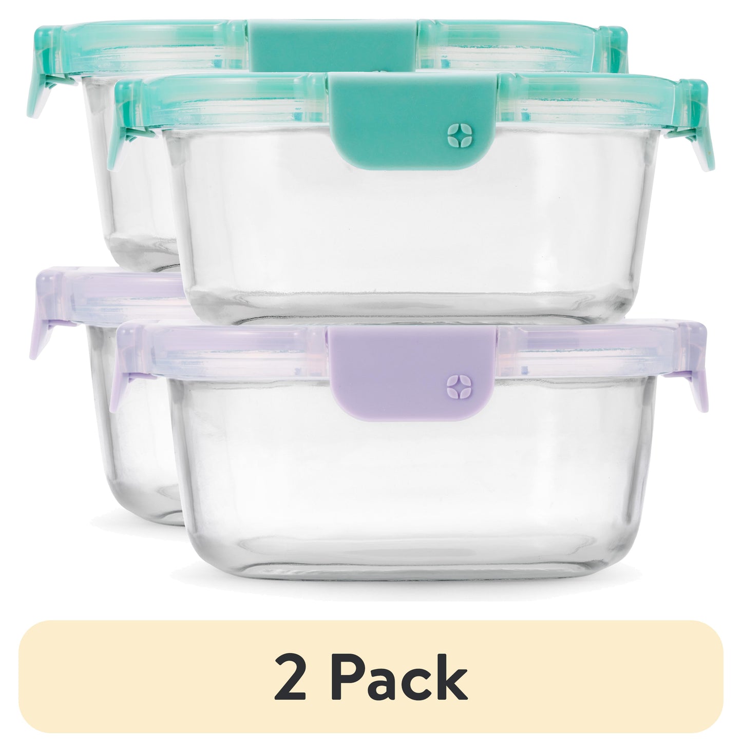 Ello Color Lock 3.4 Cup 2pk Round Glass Meal Prep Containers