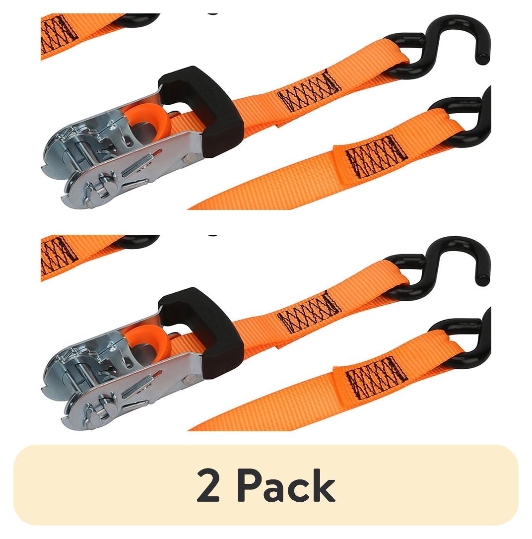 (2 pack) Hyper Tough Trinquete de Amarres de 1â€x14' Carga de Trabajo de 1,000 Lb con Ganchos “S†Paquete de 4