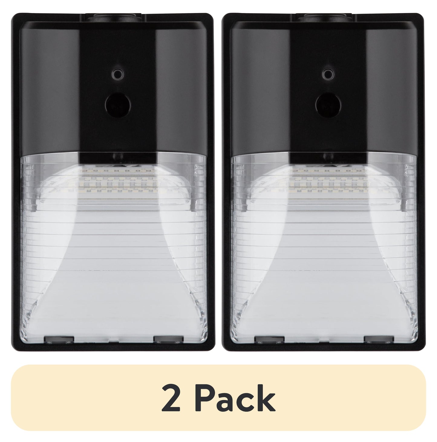 (2 pack) Hyper Tough Direct Wire Pak Light with Clear Lens Cover, Dusk to Dawn, Black, 2000 Lumens, 120V