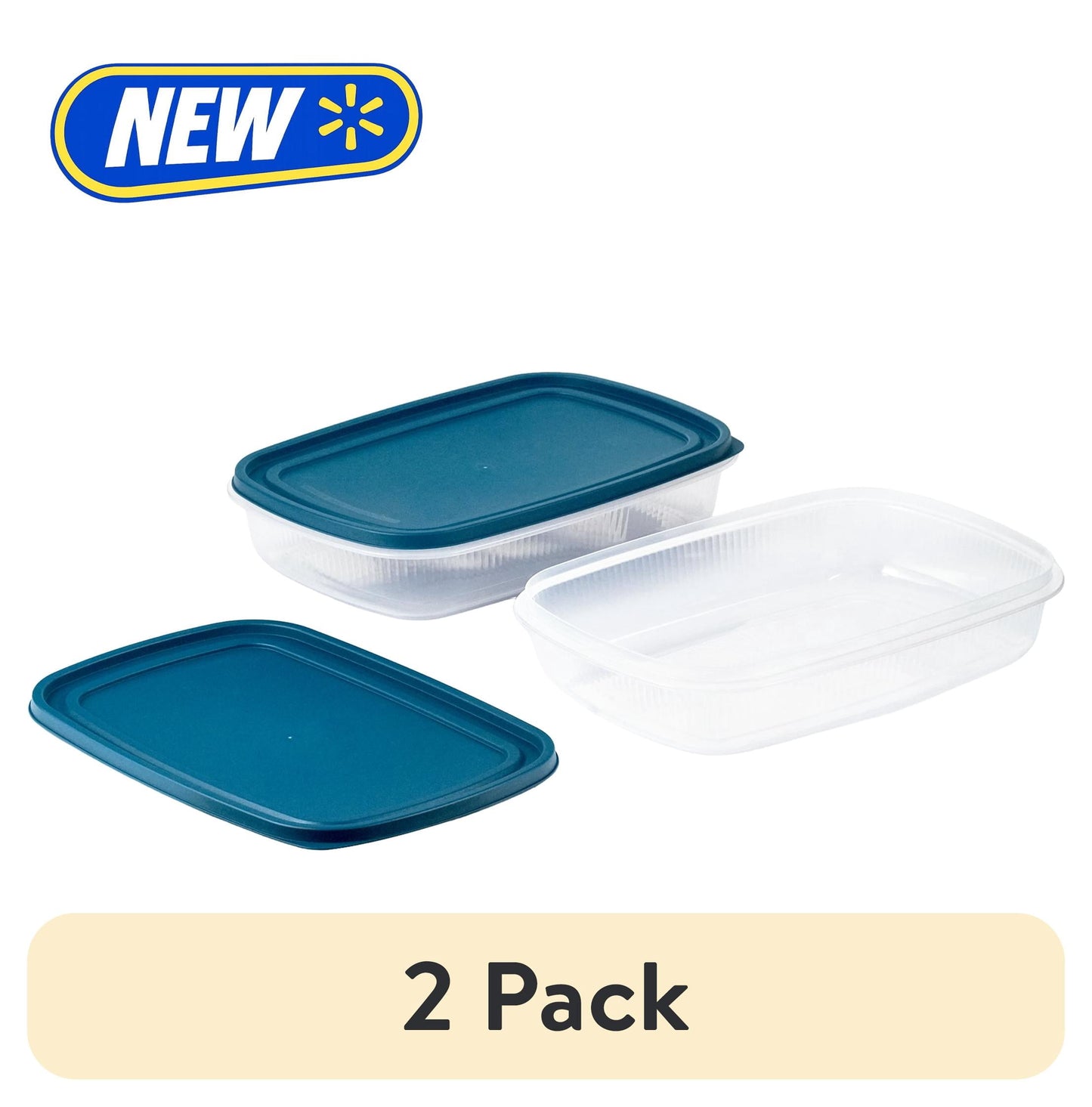 (2 pack) Mainstays Reusable Food Storage Containers, Large Rectangle, Plastic, 2 Pack – 2 Containers with Lids, 1.5 Gallons,Ideal for Meal Planning