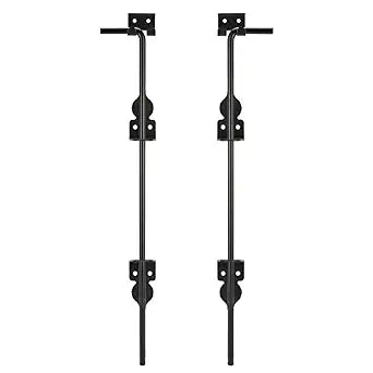 18" Cane Bolt Heavy Duty Drop Rod Gate Stopper Hardware, Gate Ground Latch for Wooden Fences Metal Gates Doors, Gate Drop Pin for Holding Gate to The Ground, Black Finish(2 Pack)