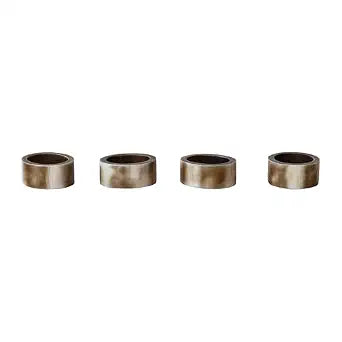 Creative Co-Op 4-Piece Round Marbled Resin Napkin Rings with Jute Tie, Brown and Ivory