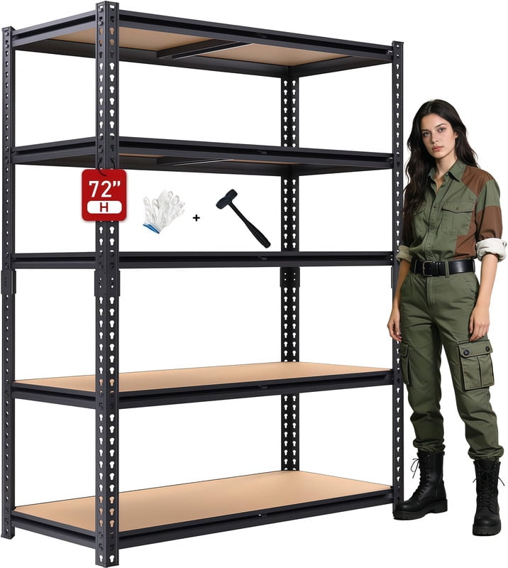 Estantes de Almacenamiento de 2400 Lbs, EstanterÃa de Garaje de 5 Niveles, Estantes de Garaje Ajustables de Alta Resistencia, Estante de Utilidad, Unidades de EstanterÃa para Almacenamiento, Almacén, Despensa, Clóset, 40" An x 20" Pr x 72" Al