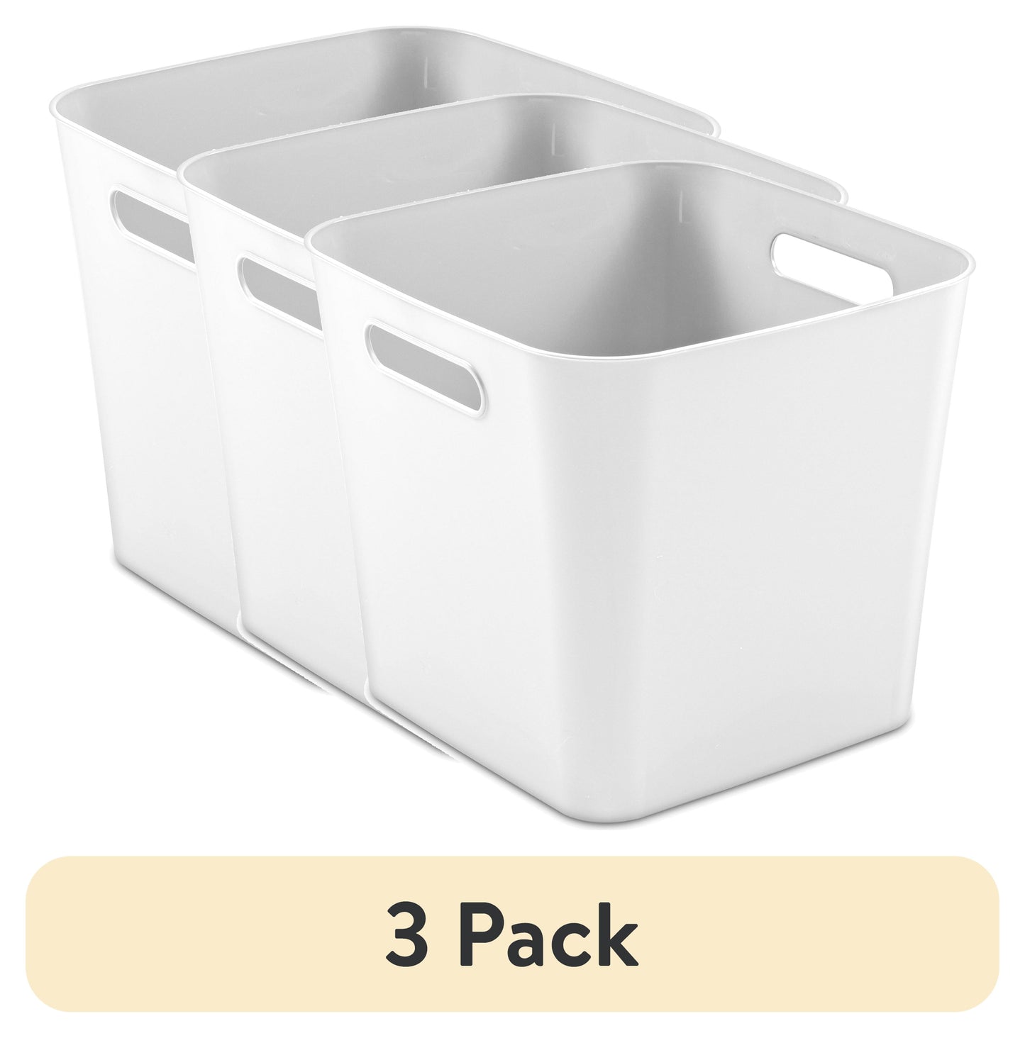 (Paquete de 3) Mainstays Cube Almacenamiento de Plástico Gris Bin, 11 in x 10 in