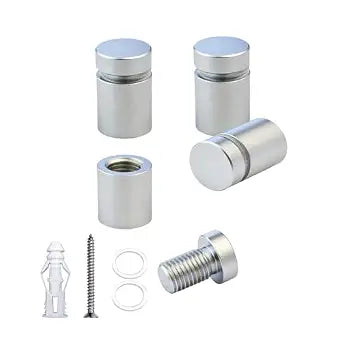 Aluminum Standoff Mounts Screws Satin Chrome E 4 Packs 1/2 x 1/2