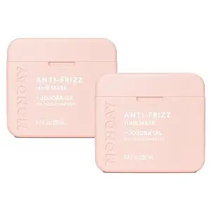 MONDAY HAIRCARE ANTI-FRIZZ Hair Mask with Shea Butter, Jojoba, Coconut, & Almond Oil for Frizz-Prone Hair 250 mL (Dual Pack)