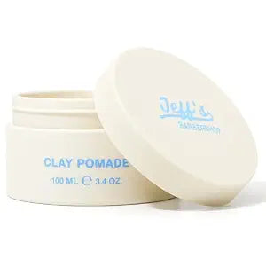 Jeff’s Barbershop Clay Pomade, Sandalwood - Medium Hold, Matte Finish Hair Styling Cream Wax with Natural Beeswax & Castor Oil (3.4 fl oz/100ml)