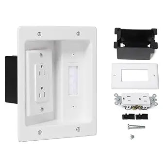 Wall Cable Concealer Management Kit, Recessed TV Outlet Box