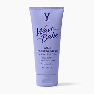 V&Co. Wave Babe Wave Enhancing Cream – Wave Cream for Wavy Hair, Anti Frizz & Hydrating Hair Care with Peptides & Rice Protein – Defines Waves, Enhances Shine & Adds Lasting Softness – 6 oz