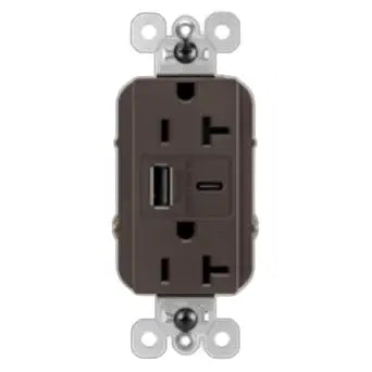 Legrand 20 Amp TR Spec Grade Fast 6.0A USB Type A/C Dark Bronze