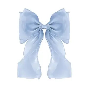 Large Hair Bow Clips for Women, Blue Bow Hair Barrettes with Long Tail French Hair Ribbon Clips Hair Accessories for Girls (Light Blue)