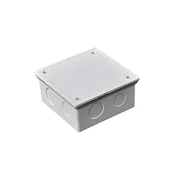 4" x 4" x 3" White PVC Junction Box Heavy-Duty Plastic Electrical Conduit Box with Pre-Molded 1/2" & 3/4" Knockouts, Snap-Off Cover & Metal Lid Screws Included