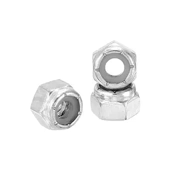 10Pcs #10-32 Nylon Locking Hex Nuts 304 StainlessSteel Silver