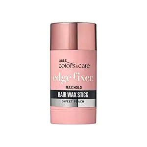 KISS COLORS & CARE Hair Wax Stick, 2.47 OZ (Sweet Peach) - Effortless Edge Styling, 24 Hour Hold, Non-Oily, Flake-Free, Biotin B7 & Shea Butter, Sleek Results, Tames Flyaways, Promotes Hair Growth