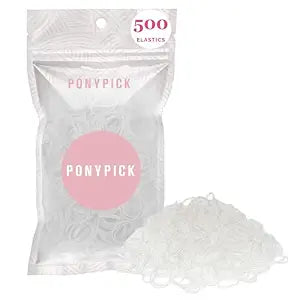 PONY PICK Clear Rubber Hair Ties (500 Count)