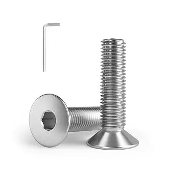 3/8-16 x 1-3/4''(10 Pack) Flat Head Hex Socket Cap Screws Countersunk Bolts, Allen Socket Drive, 304 Stainless Steel 18-8, Fully Machine Thread, Bright Finish (with hex Spanner)