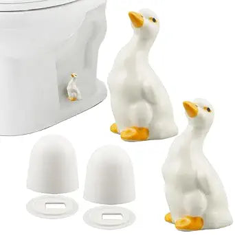 2pcs/Set Duck Toilet Bolt Covers Decorative Toilet Screw Cover Caps, Ceramic Toil et Bolt Caps, Toilets Caps for Bottom of Toilet, Cute Toilets Screw Covers for Bathroom Decor