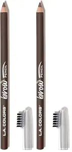 L.A. COLORS On Point Brow Pencil, Soft Brown CBP392 (Pack of 2)