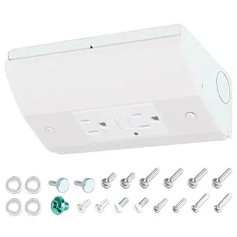 Under Cabinet Outlet Box with GFCI Outlet 15 Amp 125V, Hidden Electrical Solution, Easy to Install and Wire, Heavy Duty Metal Structure, Ground Fault Protection, Comply with NEC Standards, Hardwired