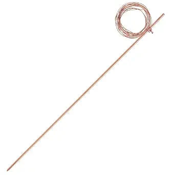 GOUNENGNAIL- 4FT Copper Clad Grounding Rod with 10ft Ground Wire, 3/8" Dia. Copper Bonded Ground Rod Equipped with Integrated Cable Clips((Set of 1) 4 Feet Ground Rod + 10ft Ground Wire)