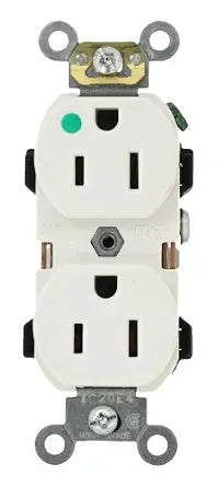 Leviton 15 Amp, 125 Volt, Duplex Receptacle, Heavy Duty Hospital Grade, Straight Blade, Self Grounding, Back and Side Wired, 8200-HW, White
