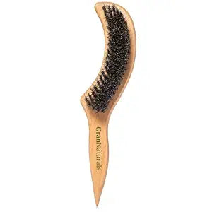 GranNaturals Half-Moon Boar Bristle Hair Brush & Slick Back Brush - Curved Design for Ergonomic Smoothing Down Hair for a Sleek Ponytail & Bun Hairstyle