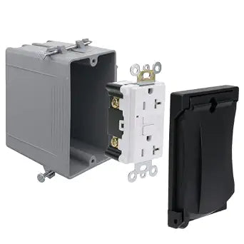 Wengart Outdoor 20A GFCI Outlet Kit for DIYers, Patio Rain, UL94 V0 Box