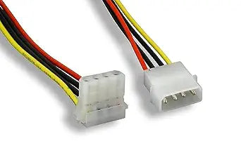 KENTEK 8 Inch 8" 4 Pin Molex 5.25 Male to Right Angle 90 Degree 4 Pin Molex 5.25 Female M/F IDE DC Internal Computer PC Power Cable Adapter Cord
