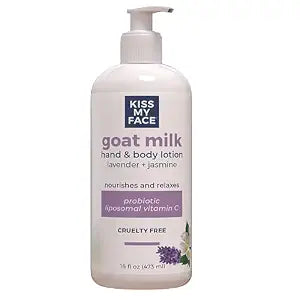 Kiss My Face Goat Milk Hand & Body Lotion - Lavender & Jasmine Lotion with Goat Milk - 16 Ounce Bottle with Pump (Lavender & Jasmine, Pack of 1)
