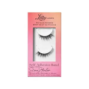 Lilly Lashes Self Adhesive Eyelashes (Half Lashes), No Lash Glue Needed, Body Heat Activated Press on Lashes, Reusable Self Adhesive Eyelashes Up to 5x, Easy to Apply & Remove (SceneStealer)