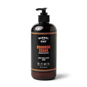 Barrel & Oak All-in-One Face Hair & Body Wash, Bourbon Cedar, 16 oz