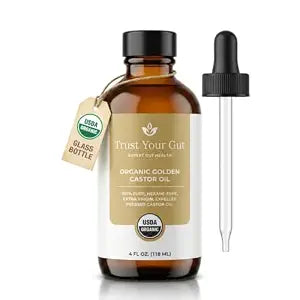 Trust Your Gut USDA Organic Castor Oil Cold Pressed 4oz Glass Bottle