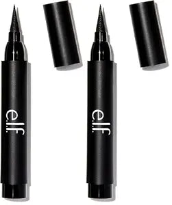 e.l.f. Intense Ink Eyeliner, Enhances The Lash Line With Rich & Long-Lasting Color, Tip For Precise Application, Vegan & Cruelty-Free, Blackest Black (Pack of 2)