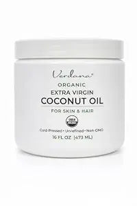 Verdana Organic Coconut Oil for Skin & Hair, Extra Virgin Unrefined Cold Pressed, Rich Moisturizer for Dry Skin & Body, USDA Organic, 16 fl oz Jar