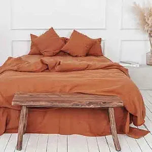 Burnt Orange King Size Duvet Cover Set 3 Pieces, 90 Inch x 104 Inch