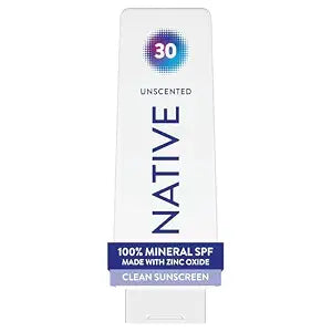 Native Sunscreen Lotion SPF 30 for Face & Body, Unscented, 7 fl oz