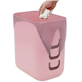 STORi Luup Bathroom Wastebasket, Secure Grocery Bags, Plastic Garbage Container for Vanity, Laundry Room, Kitchen, Office, 2.5 Gallon, Pink, Made in USA