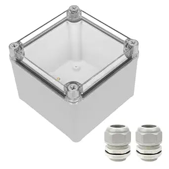 LeMotech Junction Box IP67 Waterproof Dustproof Electrical Box Project Box DIY Enclosure Gray with Transparent Clear Cover, External Size 4.9x4.9x3.9in (125x125x100mm)