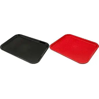 Carlisle FoodService Products Cafe Fast Food Cafeteria Trays with Patterned Surface for Cafeterias, Fast Food, and Dining Room (Black, Red)