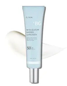 IUNIK Beta-Glucan Water Barrier Moisture Daily Sunscreen Matte & No White Cast SPF 50+ PA++++ Vegan Lifting & Plumping Moisturizing Daily Sun Cream for Dry Oily Sensitive Skin Korean Skincare