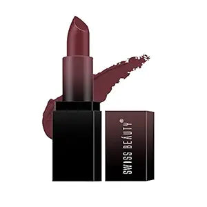 SWISS BEAUTY Hd Matte Pigmented Smudge Proof Lipstick | Creamy Matte Long Stay Lipstick | Brandy Harrington, 3.4g