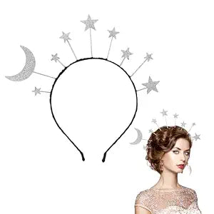 XIHIRCD Glitter Star Moon Headband, Shiny Star Hair Hoop Goddess Headpiece