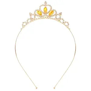 KICOSY Gold & Yellow Crown Headband for Girls - Crystal Princess Tiara Crown - Birthday, Pageant, Cosplay, Prom & Formal Events