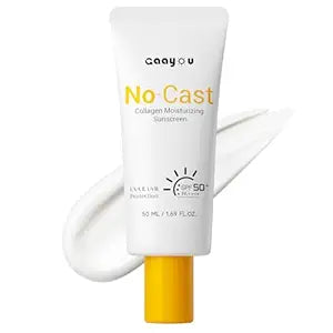 No Cast Moisturizing Sunscreen SPF50 PA++++ Collagen Facial Sunscreen Korean Sunscreen with Hyaluronic Acid, Oil Free, No White Cast Natural Sunscreen for All Sensitive Skin Type
