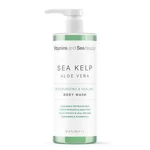 Moisturizing & Healing Body Wash with Sea Kelp & Aloe Vera โ Hydrating Cleanser for Dry Skin โ Vitamin-Enriched Shower Gel โ 33.8 fl oz