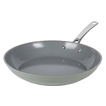 Sur La Table Kitchen Essentials Large 12 Inch Fry Pan PFA Free Titanium Ceramic Nonstick Interior Forged Aluminum Cookware Frying Pan - Green - Induction Compatible