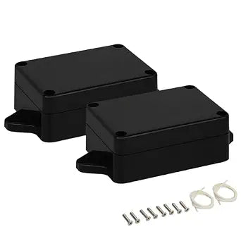 Junction Box Waterproof Dustproof IP65 ABS Plastic Universal Electric Project Enclosure Black with Fixed Ear 3.26"x 2.28"x 1.29"(83 x 58 x 33 mm)(Pack of 2)